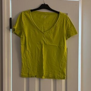 J. Crew Bright Green V-Neck Tee